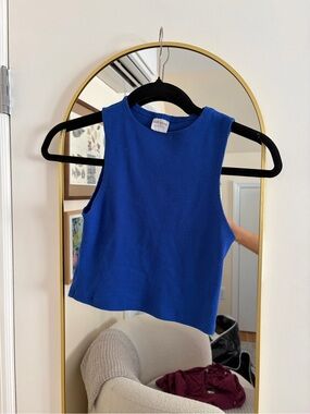 Royal Blue Ribbed Crop Tank Top